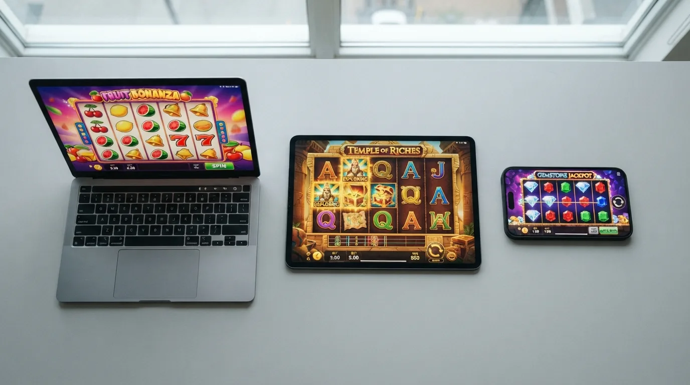 Een overzichtelijke vergelijking van meerdere Nederlandse casino-interfaces met Amatic-slots in het spelaanbod, naast elkaar weergegeven