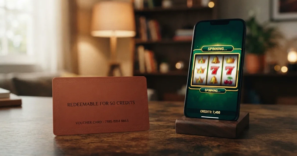 Een Neosurf-prepaidvoucher naast een smartphone waarop een online casino geopend staat