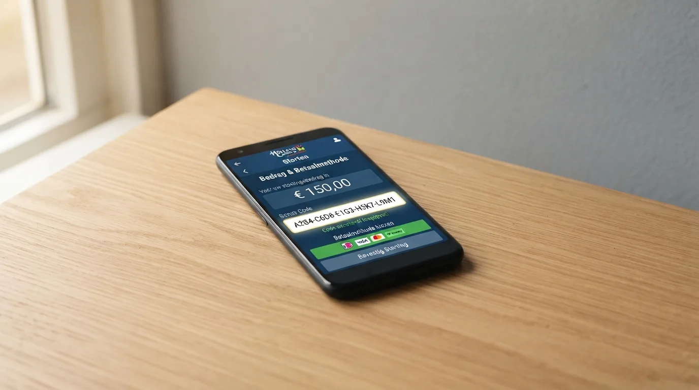 Ingevoerde 20-cijferige CashtoCode-pincode op een stortingsscherm van een online casino