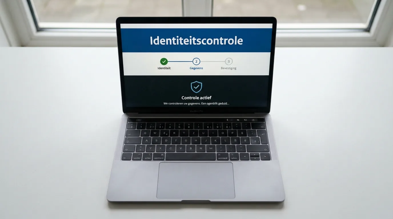 Inlogscherm met een identiteitscontrole-stap en een Cruks-melding