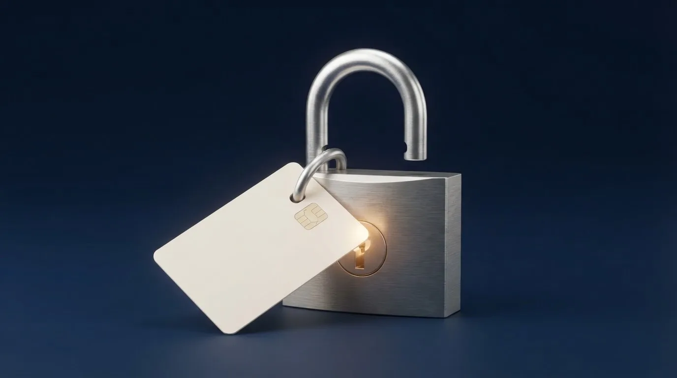 Het logo van de Kansspelautoriteit naast een Nederlandse creditcard, met een slot-icoon dat de verbinding tussen beide symboliseert