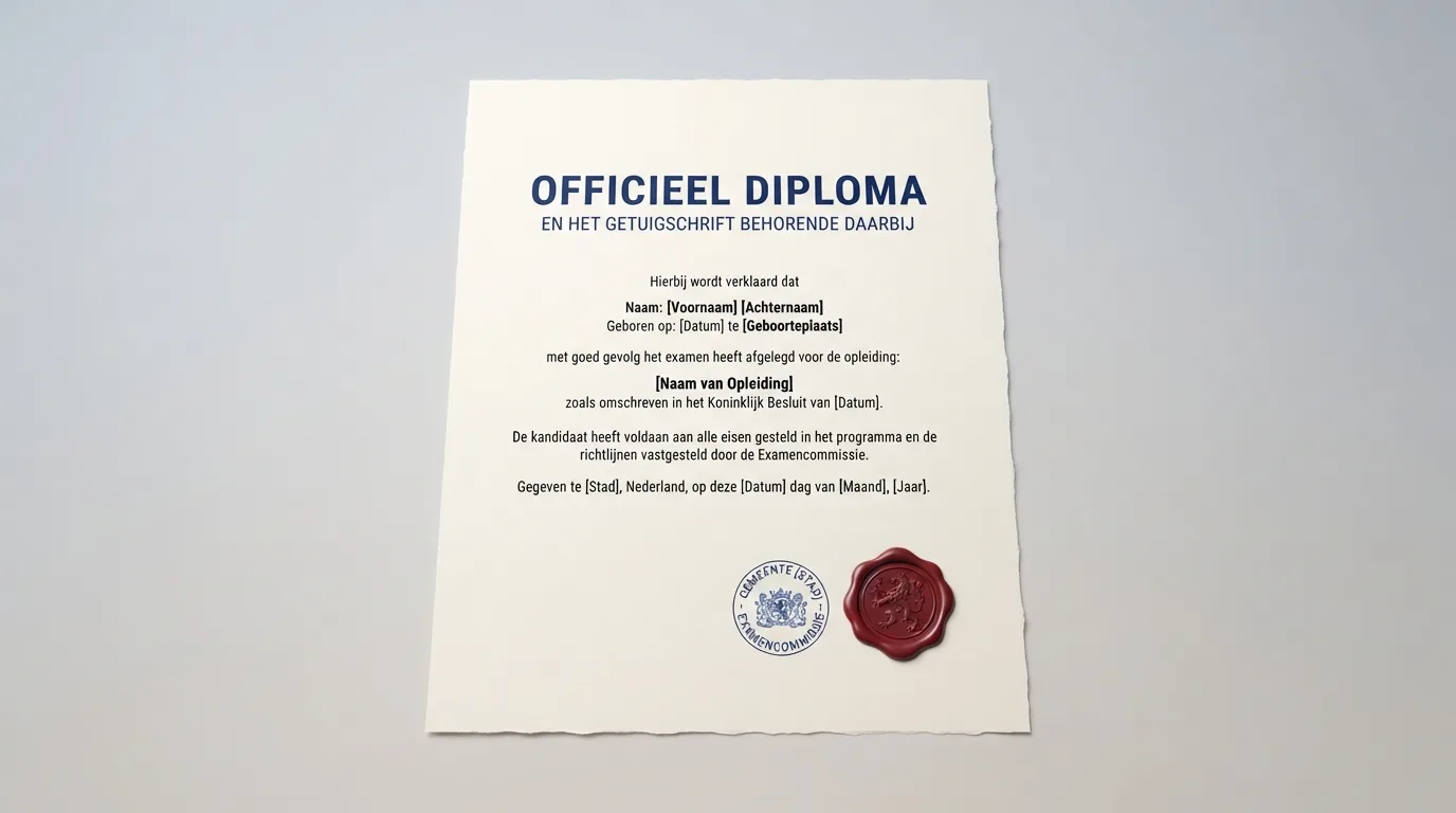 Een vergunningsdocument en een stempel van de Nederlandse toezichthouder op een bureau