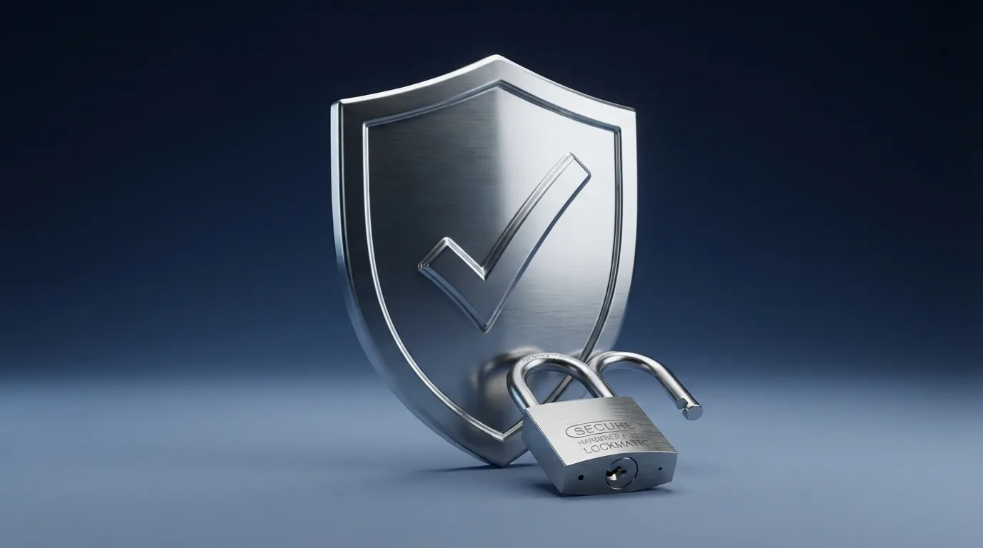 Het logo van de Kansspelautoriteit naast een Nederlands paspoort en een slot-symbool, op een blauwe achtergrond